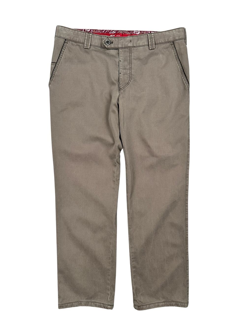 Meyer New York Modern Slim Fit French Pocket Chinos Light Brown — Size 34